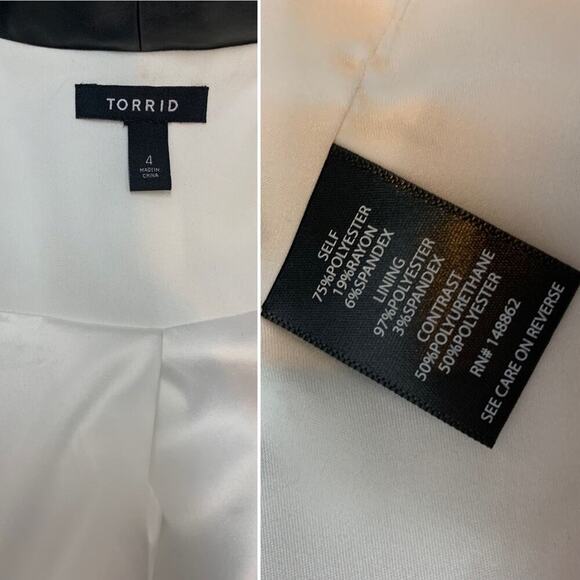 Torrid Blazer Tuxedo Jacket Women's 4X White Black Lapel NWOT - Picture 6 of 7